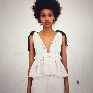 Zara white top with black bows